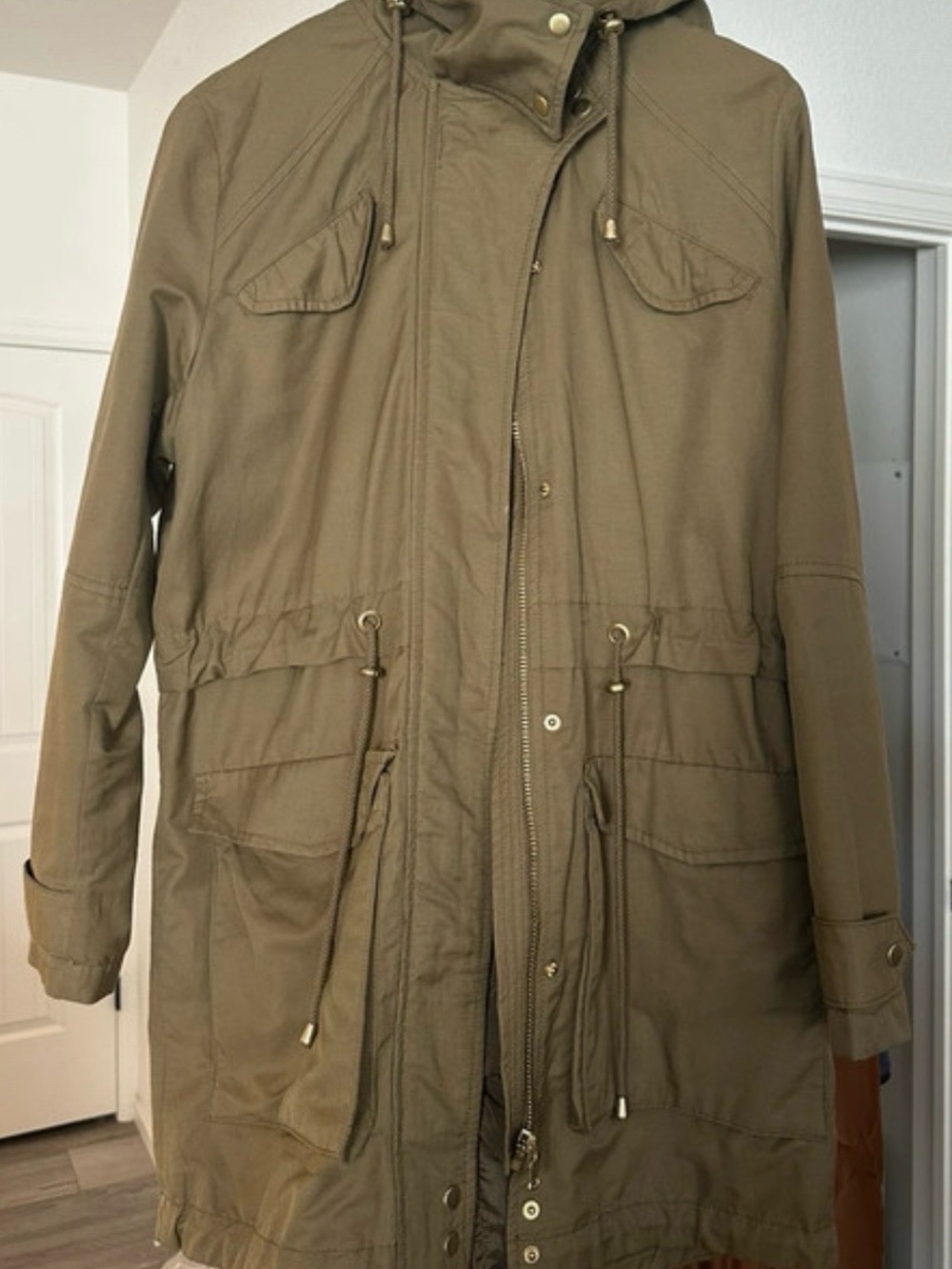 H&M Olive Green Military-Style Hooded Parka